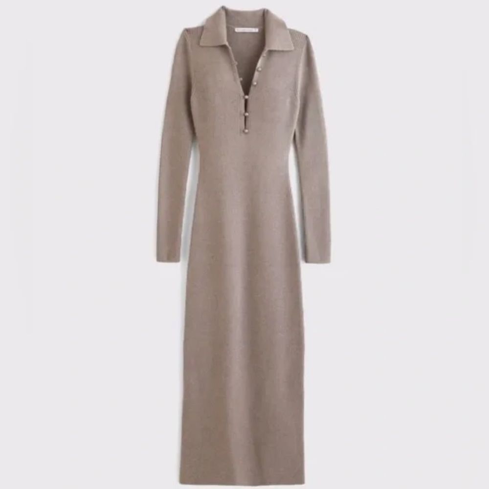 Abercrombie & Fitch long-sleeve collared midi sweater dress - Picture 5 of 13